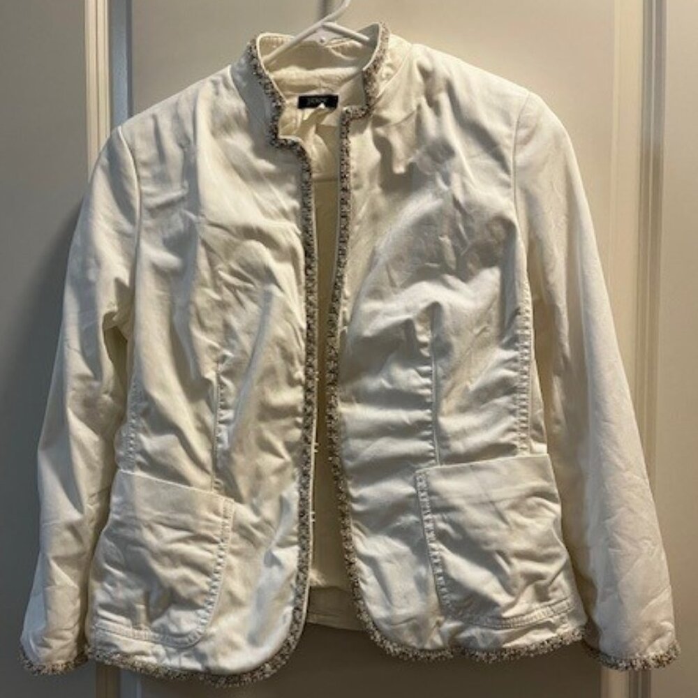 Vintage J. Crew White beaded chino jacket sz 8 petite